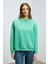 SUSANA Kadın Bisiklet Yaka İçi Polarlı Oversize Fit Basic Mint Yeşil Sweatshirt 3