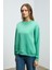 SUSANA Kadın Bisiklet Yaka İçi Polarlı Oversize Fit Basic Mint Yeşil Sweatshirt 4