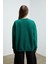 KARIUS Kadın Organik Pamuklu İçi Polarlı Oversize Yuvarlak Yakalı Koyu Yeşil Sweatshirt 6
