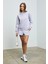 Jennıfer Kadın Organik Pamuklu Nakışlı Yuvarlak Yakalı Oversize Lila Sweatshirt 2