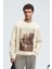 ALARIC Erkek Yuvarlak Yaka Önü Baskılı Regular Fit Ekru Sweatshirt 2