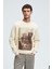 ALARIC Erkek Yuvarlak Yaka Önü Baskılı Regular Fit Ekru Sweatshirt 3
