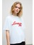 LUSUTA Kadın Yumuşak Ve Esnek Kumaşlı Baskı Detaylı Bisiklet Yakalı Beyaz T-Shirt 1