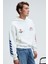ABISMO Erkek Kapüşonlu Kanguru Cepli Kolları ve Sırtı Baskılı Relaxed Fit Beyaz Sweatshirt 5