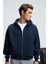 ASHBY Erkek Kapüşonlu Fermuarlı Cepli Kordonlu Regular Fit Lacivert Sweatshirt 1