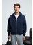 ASHBY Erkek Kapüşonlu Fermuarlı Cepli Kordonlu Regular Fit Lacivert Sweatshirt 2