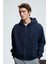 ASHBY Erkek Kapüşonlu Fermuarlı Cepli Kordonlu Regular Fit Lacivert Sweatshirt 3