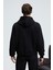 ASHBY Erkek Kapüşonlu Fermuarlı Cepli Kordonlu Regular Fit Siyah Sweatshirt 5