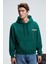 PASCAL Erkek Kapüşonlu Kanguru Cepli Önü Ve Sırtı Baskılı Regular Fit Yeşil Sweatshirt 1