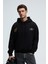 PASCAL Erkek Kapüşonlu Kanguru Cepli Önü Ve Sırtı Baskılı Regular Fit Siyah Sweatshirt 1