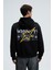 PASCAL Erkek Kapüşonlu Kanguru Cepli Önü Ve Sırtı Baskılı Regular Fit Siyah Sweatshirt 4