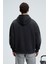 ARMAND Erkek Kapüşonlu Kanguru Cepli Önü Baskılı Oversize Antrasit Sweatshirt 5