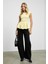 ROLLIE Kadın Bisiklet Yaka Arkada Damla Düğme Detaylı Mini Kısa Kollu Etek Ucu Pileli Peplum Sarı Bl 4