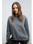 VANELTINA Kadın Organik Pamuklu Yumuşacık İçi Polarlı Yuvarlak yakalı Gri Sweatshirt 1