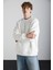 Stephan Erkek Yumuşacık Kumaşlı organik Pamuklu Oversize Fit Yuvarlak Yakalı Ekru Sweatshirt 1