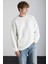 Stephan Erkek Yumuşacık Kumaşlı organik Pamuklu Oversize Fit Yuvarlak Yakalı Ekru Sweatshirt 4