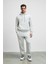 MARSHALLHOODIE Erkek Pamuklu İçi Polarlı Nakışlı Relaxed Gri Eşofman Takımı 1