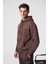 MARSHALLHOODIE Erkek Pamuklu İçi Polarlı Nakışlı Relaxed Kahverengi Eşofman Takımı 3