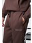MARSHALLHOODIE Erkek Pamuklu İçi Polarlı Nakışlı Relaxed Kahverengi Eşofman Takımı 7
