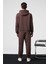 MARSHALLHOODIE Erkek Pamuklu İçi Polarlı Nakışlı Relaxed Kahverengi Eşofman Takımı 8