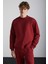 TRAVIS Erkek Organik Kumaşlı Yumuşacık Regular Fit Yuvarlak Yakalı Bordo Sweatshirt 3
