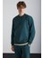 TRAVIS Erkek Organik Kumaşlı Yumuşacık Regular Fit Yuvarlak Yakalı Koyu Yeşil Sweatshirt 3
