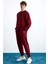 Stephan Erkek Yumuşacık Kumaşlı organik Pamuklu Oversize Fit Yuvarlak Yakalı Kırmızı Sweatshirt 2