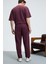 BARNABY Erkek Kolu ve Pantolon Cebi Süs Etiket Detaylı Yuvarlak Yaka Bordo Alt-Üst Takım 8
