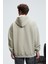 ARMAND Erkek Kapüşonlu Kanguru Cepli Önü Baskılı Oversize Taş Rengi Sweatshirt 6