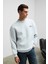 Ernest Erkek Organik Pamuklu Yumuşacık Baskı Detaylı Bisiklet Yaka İçi Polarlı Grimelanj Sweatshirt 4