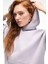 CLARIE Kadın Organik Pamuklu Oversize Kanguru Cepli Kapüşonlu Lila Sweatshirt 3