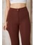 Likralı Kahverengi Kadın Palazzo Pantolon 4