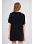 Siyah Baskısız Düz Bisiklet Yaka Kadın Oversize T-Shirt 4