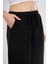 Siyah Ultra Yumuşak, Dikiş Detaylı Havuç Kesim Bağcıklı Lastikli Bilek Boy Kadın Modal Pantolon 6