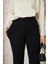 Kadın Likralı Cırt Kapama Siyah Geniş Paçalı Rahat Pantolon 3