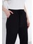 Siyah Lastikli Cepli Bağcıklı Salaş Rahat Örme Bürümcük Kadın Pantolon 5