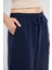 Lacivert Ultra Yumuşak, Dikiş Detaylı Havuç Kesim Bağcıklı Lastikli Bilek Boy Kadın Modal Pantolon 6