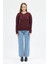 Bordo Kadın Fermuarlı Taş Detaylı Triko Hırka 6405 4