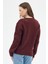 Bordo Kadın Fermuarlı Taş Detaylı Triko Hırka 6405 6