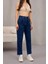 Kadın Yüksek Bel Likralı Pileli Mom Jeans 2