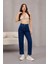 Kadın Yüksek Bel Likralı Pileli Mom Jeans 7