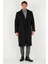 Loose Fit Kruvaze Yaka Uzun Astarlı Kaşe Kaban Erkek Kaban 681003 9