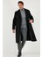 Loose Fit Kruvaze Yaka Uzun Astarlı Kaşe Kaban Erkek Kaban 681003 11