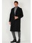 Loose Fit Kruvaze Yaka Uzun Astarlı Kaşe Kaban Erkek Kaban 681003 12
