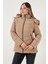 Kapitoneli Slim Fit Çıkarılabilir Kapüşonlu Mont Bayan Mont 497MARA 9
