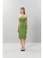 Straplez Saten Midi Boy Elbise Yeşil K2511519_012 4