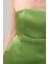Straplez Saten Midi Boy Elbise Yeşil K2511519_012 5