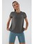 Koyu Gri Basic Kısa Kol Standart Kalıp O Yaka Kadın T-Shirt - 97144 3