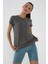 Koyu Gri Basic Kısa Kol Standart Kalıp O Yaka Kadın T-Shirt - 97144 4