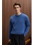 Tromso Erkek Relaxed Fit Bisiklet Yaka Sıcak Tutan Triko Indigo Kazak 1